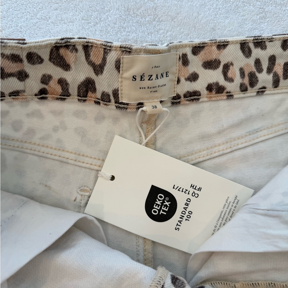 Sézane Wide Leg Trouser in Leopard Print Blonde - Picture 9 of 10